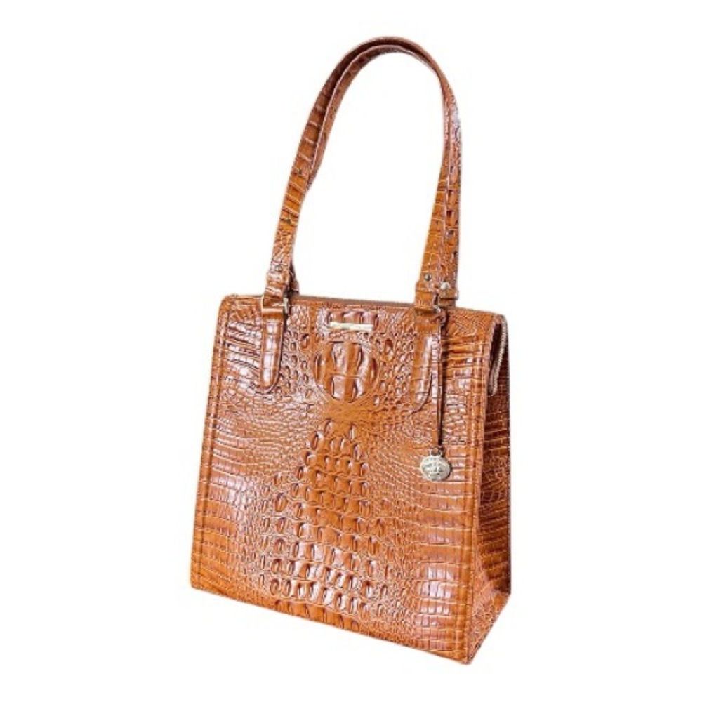 Brahmin Tia Pecan Crocodile Embossed Leather Tote Bag - Picture 2 of 16
